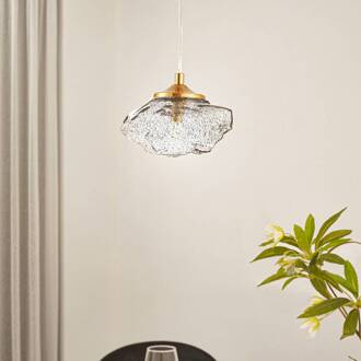 hanglamp Piatra, rook/messing, glas, Ø 16 cm, G9 Zwart, messing