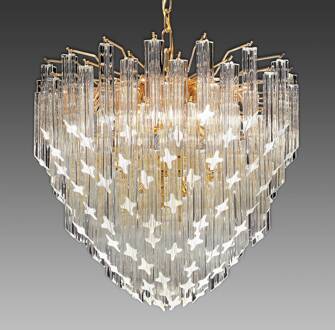 Hanglamp Pioggia, 24 karaats verguld, Ø 55 cm 24 karaat verguld, transparant