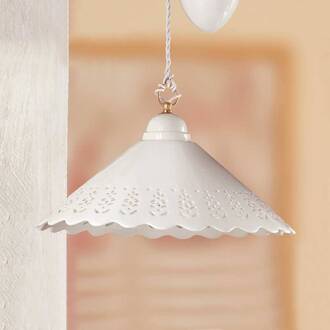 Hanglamp Pizzo met koord, 1-lamps, 40 cm wit