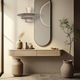 Hanglamp Plato, beige, metaal, Ø 38 cm, E27