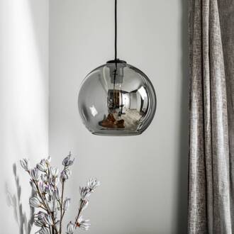 Hanglamp Polaris, spiegelend glas, rookkleurig rook gespiegeld, zwart
