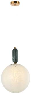Hanglamp Polly met glazen kap en marmer Ø25cm oudmessing, marmer, wit