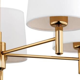 Hanglamp Polo Plus 5-lamps messing/crème messing, crèmewit