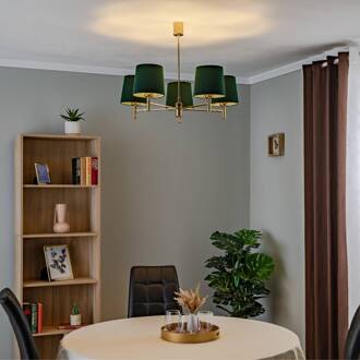 Hanglamp Polo Plus 5-lamps messing/groen messing, groen