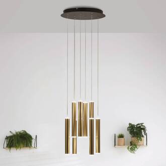 Hanglamp Prado, goud, 8-lamps, Ø 40 cm, dimbaar