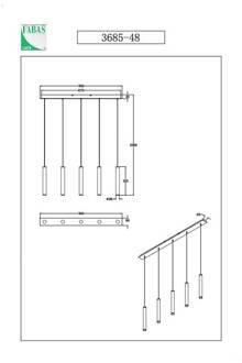 Hanglamp Prado, zwart, 5-lamps, lineair, dimbaar zwart, wit gesatineerd