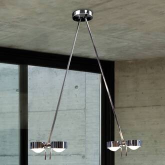 Hanglamp PUK CEILING, 4-lamps, chroom, 80 cm helder, wit gematteerd