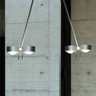 Hanglamp PUK CEILING, 4-lamps, mat chroom, 80 cm helder, wit gematteerd