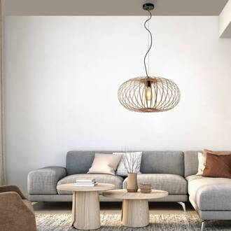 Hanglamp Racoon met houten kap lichtbruin