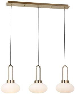 Hanglamp Rezza, lineair, goud, 3-lamps goud, wit