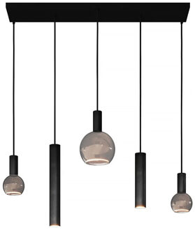 Hanglamp Riva 5 lichts rechthoekig L 100 cm zwart