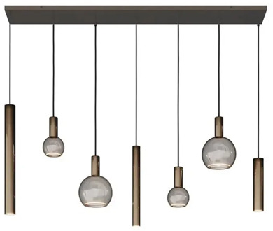Hanglamp Riva 7 lichts rechthoekig 145 cm platinum