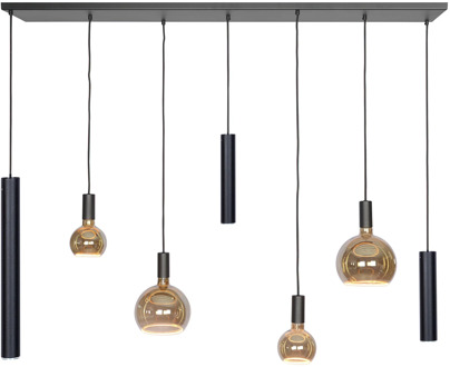 Hanglamp Riva 7 lichts rechthoekig 145 cm zwart