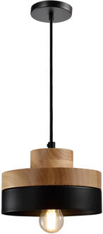 Hanglamp rond bruin met zwart - QUV5052L-BLACK