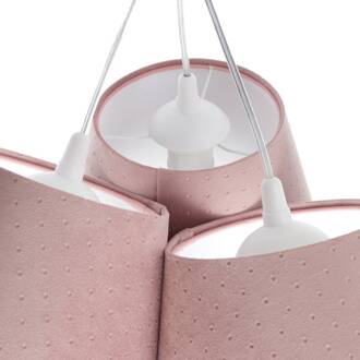 Hanglamp Rosabelle, kegelvormig, roze, 3-lamps wit, roze
