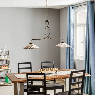 Hanglamp Rosina 2-lamps lichtroze/brons lichtroze, antiek brons