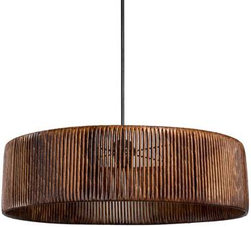 Hanglamp Roya Cylinder, Ø 55 cm, donkerbruin, papier donkerbruin, zwart