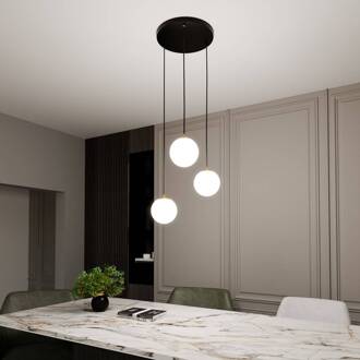 Hanglamp Royal, 3-lamps, opaalwit/zwart, glas, E14 opaalwit, zwart, goud