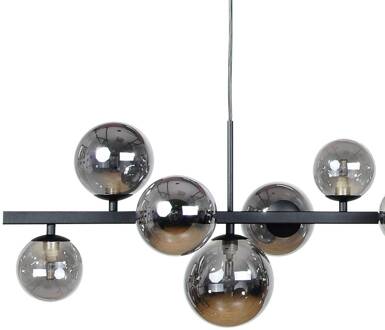 Hanglamp Rumba, zwart/rookgrijs, glas/metaal, 10-lamps. zwart, rookgrijs