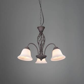 Hanglamp Rustica, roestkleuren, 3-lamps roestkleurig, wit