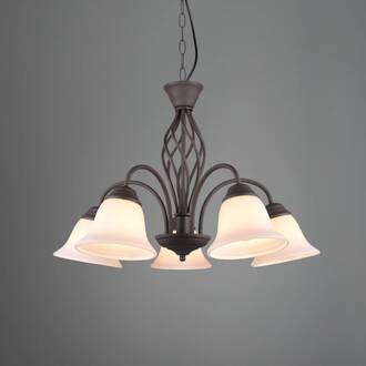 Hanglamp Rustica, roestkleuren, 5-lamps roestkleurig, wit