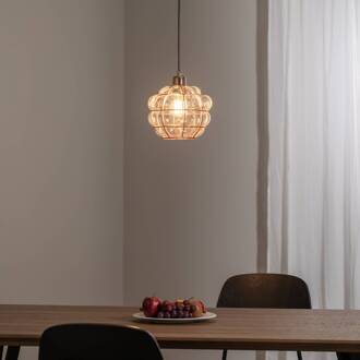 Hanglamp Safderun 401-S, koperkleurig glas/ijzer Ø 23 cm koper, transparant