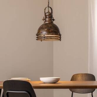 Hanglamp Saglam, 1-lamp, oud messing, Ø 30 cm, metaal oud messing, bruin