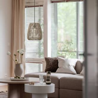 Hanglamp Saigon, rotanlook, grijs, Ø 28 cm