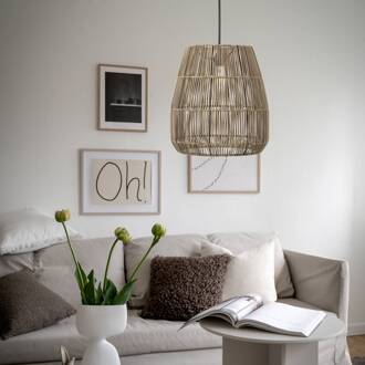 Hanglamp Saigon, rotanlook, grijs, Ø 38 cm