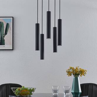 hanglamp Sanad, Ø 40 cm, 5-lamps, zwart, GU10 zandzwart