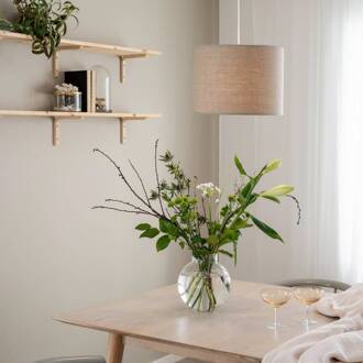 hanglamp Sara, lichtbeige, Ø 35 cm, linnen textiel