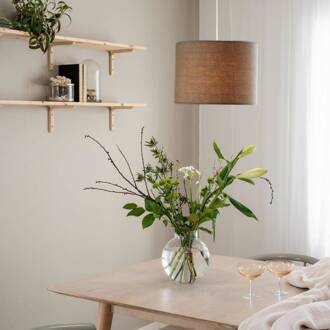 hanglamp Sara, mokka bruin, Ø 35 cm, linnen textiel