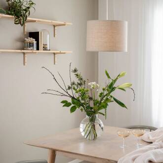 hanglamp Sara, natuurbeige, Ø 35 cm, linnen textiel beige natuur