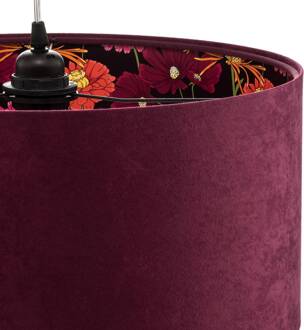 Hanglamp Savanna met kap van Samt roze, zwart