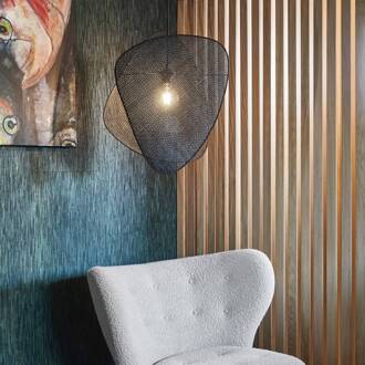 hanglamp Screen S, 58 cm, zwart, rotan