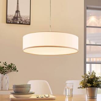 hanglamp Sebatin, Ø 50 cm, wit, stof, E27 wit, nikkel mat