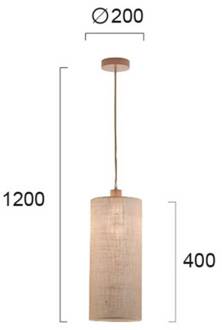 Hanglamp Senso, langwerpig smal, Ø 20 cm beige, licht hout