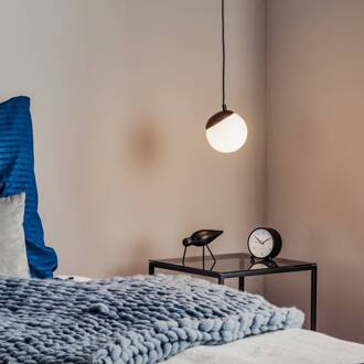 Hanglamp Sfera, 1-lamp, glas, metaal, zwart opaal, zwart