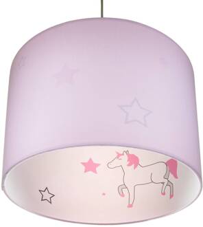 Hanglamp Silhouette eenhoorn in roze roze, wit