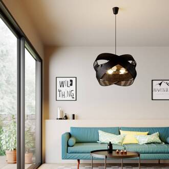 hanglamp Simaria, zwart, textiel, Ø 60 cm, E27