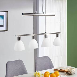 hanglamp Simeon, nikkelkleurig, glas, 73 cm, E14 wit, mat nikkel