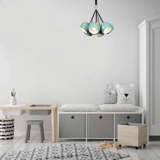 Hanglamp Sivani MR-629, turquoise, metaal 7-lamps gebundeld turkoois, zwart, wit