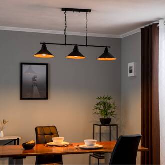 Hanglamp Sivani MR-835 3-lamps lineair zwart/goud zwart, goud