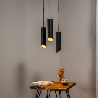 Hanglamp Sivani MR-979, zwart, ijzer, 3-lamps rond