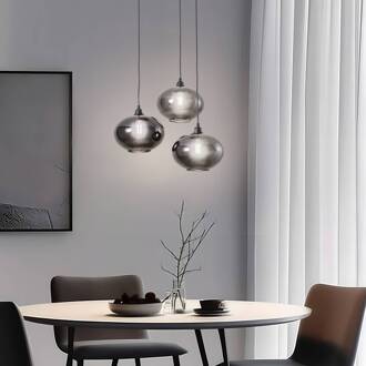 Hanglamp Smoked 051 3-lamps rondel glas Ø27cm rokerig grijs