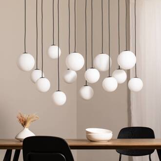 Hanglamp SNOWBALL, opaalglas/zwart, 100 x 34 cm, 14 x G9 opaalwit, zwart