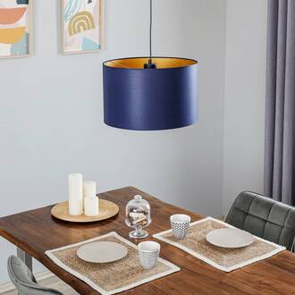Hanglamp Soho cilindrisch 1-lamp Ø 40cm blauw/goud donkerblauw, zwart, goud