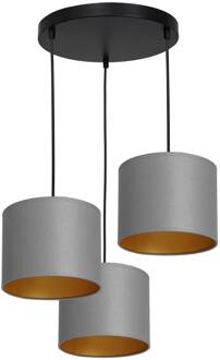 Hanglamp Soho, cilindrisch rond 3-lamps grijs/goud grijs, zwart, goud