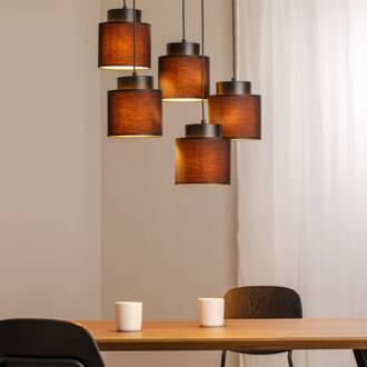 Hanglamp Soho cilindrisch rond 5-lamps zwart/goud zwart, goud