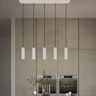 Hanglamp Soka, lichtgrijs, lengte 85 cm, metaal, 5-lamps.